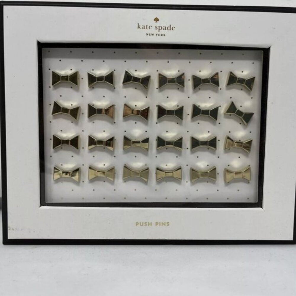 New York Gold Bow Metal Push‎ Pins Unopened Box of 24 New in Gift Box